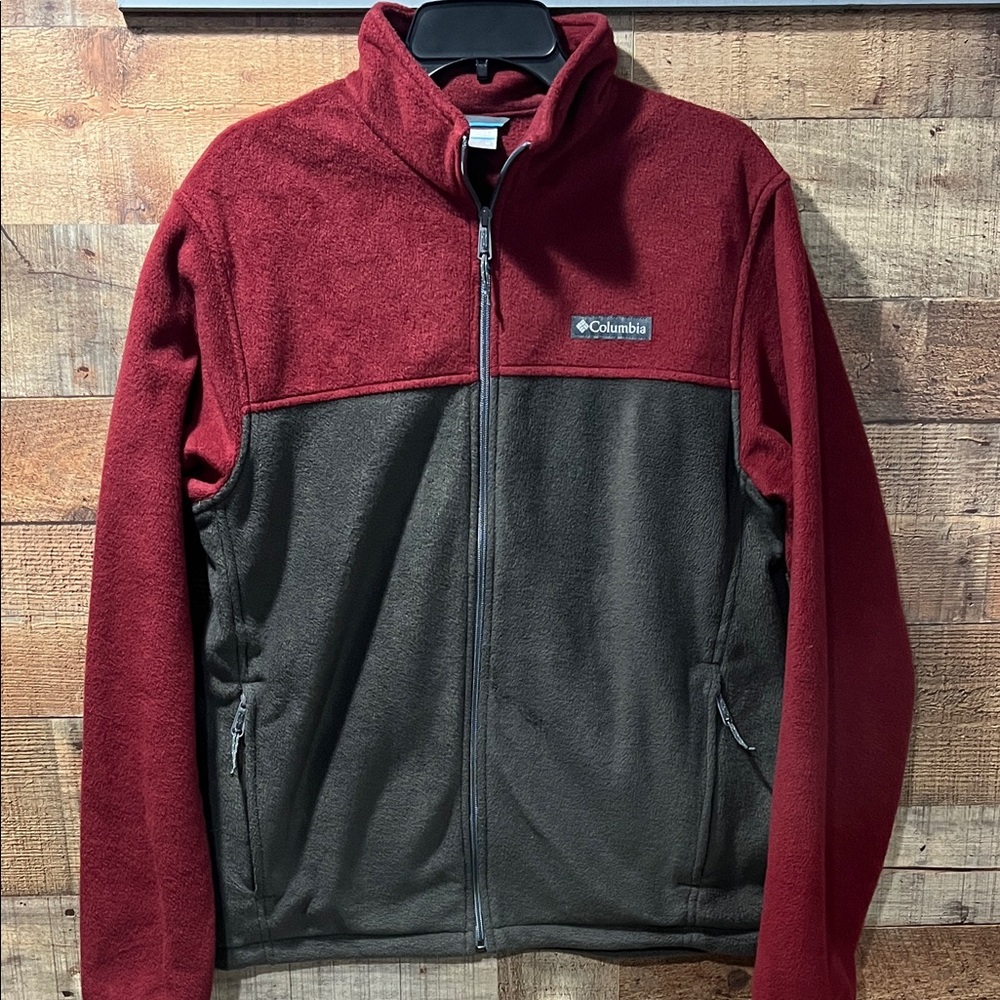 Columbia Burgundy and Dark Gray Fleece full zip Jacket men's medium